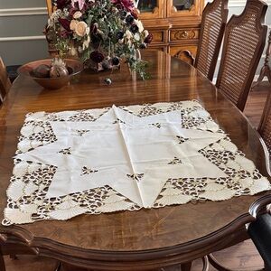Elegant White Lace Table topper
